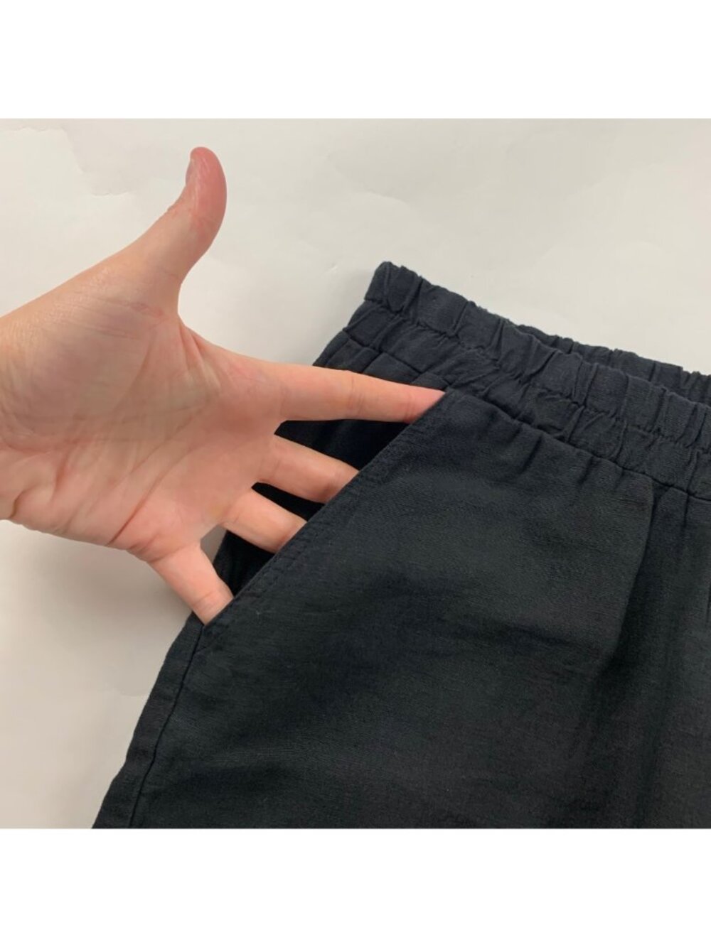 Jolie Black Linen Tapered Leg Ankle Pant USA Made L - Picture 3 of 7